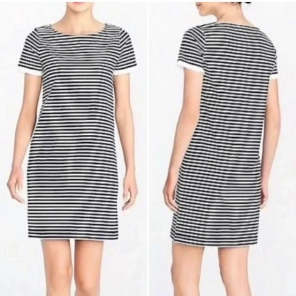J. Crew striped ruffle sleeve shirt sleeve dress medium